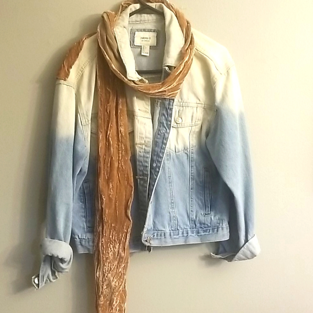 Ombre Jean Jacket Forever 21 Sz Large